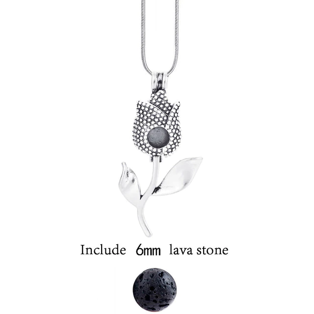 Boho-chic vintage lava stone essential oil diffuser necklace, a unique women's accessory.