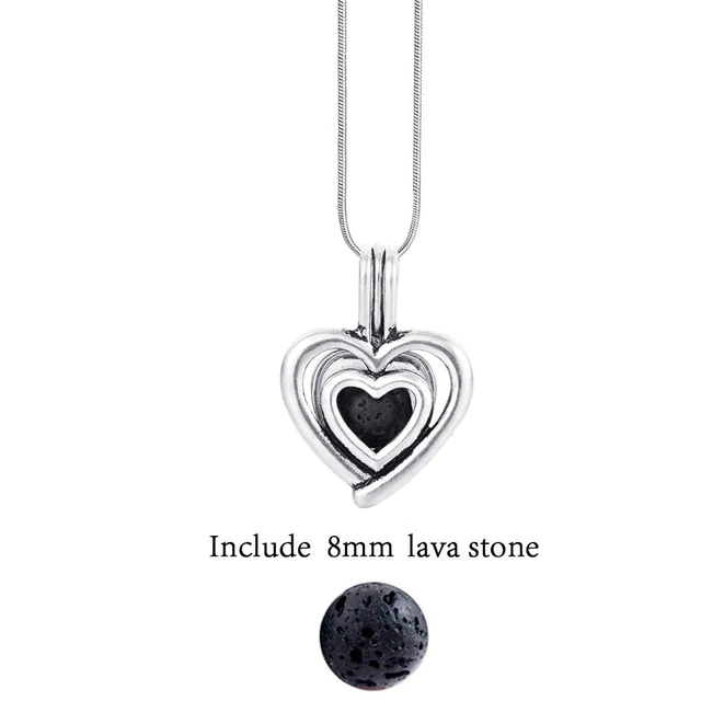 Essential oil diffuser necklace featuring a vintage style lava stone ball for women.