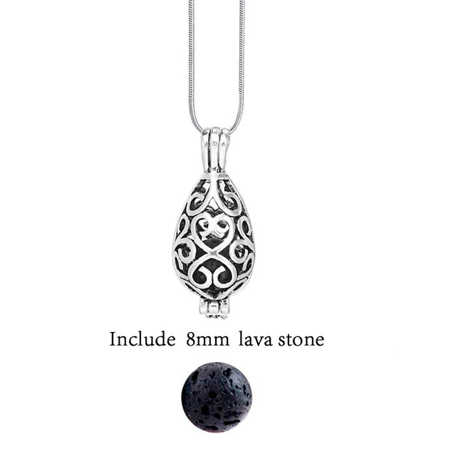 Stylish vintage lava stone pendant, an essential oil diffuser necklace for women.