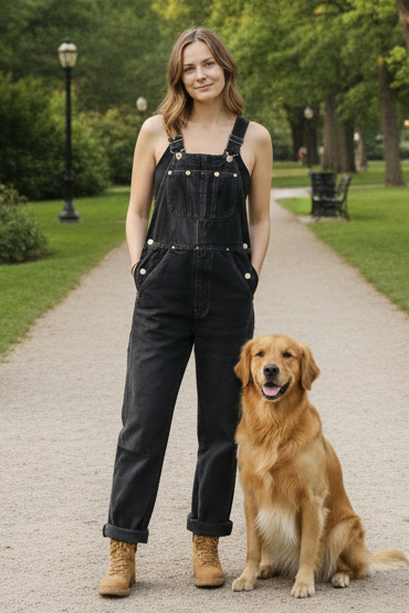 Fashionable women's vintage bib overalls, a comfortable and versatile casual wear staple.