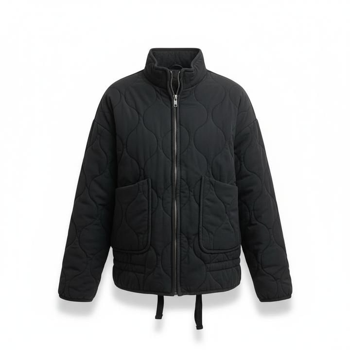 Retro-inspired women's winter coat, featuring a classic cut and warm lining for outerwear.