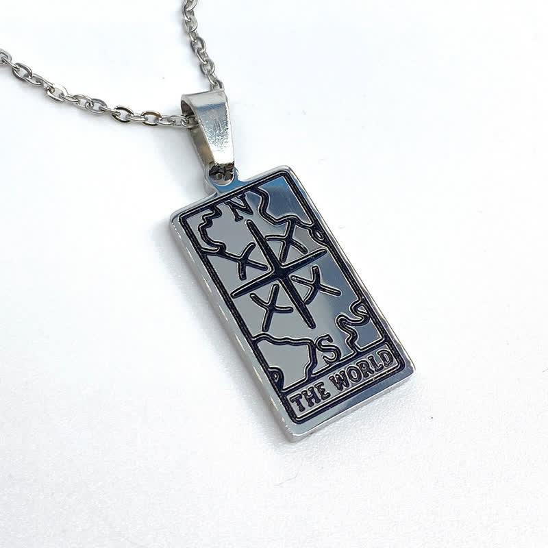 Mystical women's vintage tarot necklace, symbolic fashion jewelry.