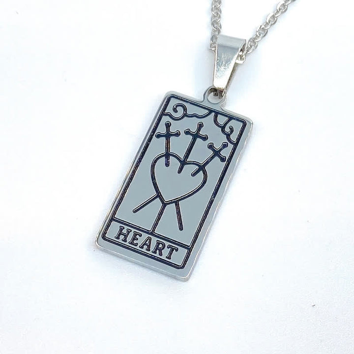 Retro tarot card pendant necklace, women's symbolic vintage jewelry.