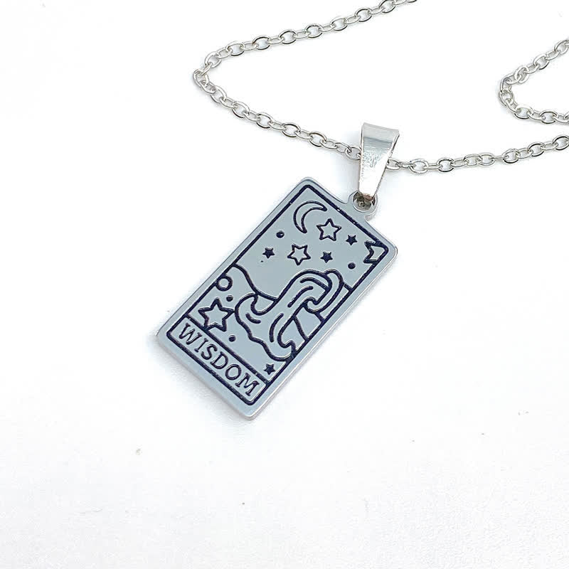 Classic vintage tarot card necklace, women's mystical symbolic pendant.