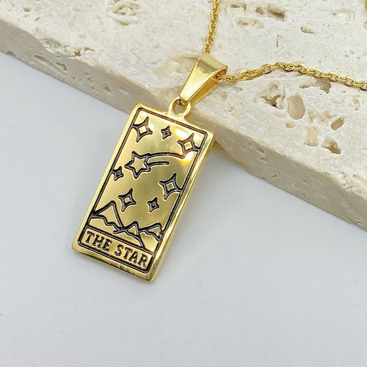 Elegant women's vintage tarot necklace, unique spiritual fashion pendant.