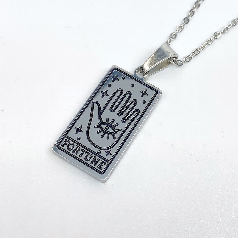 Elegant women's vintage tarot card pendant, spiritual lucky charm necklace.