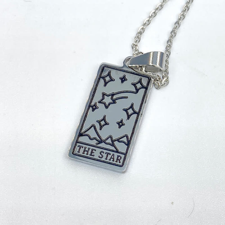 Mystical vintage tarot card necklace, spiritual women's fashion accessory.