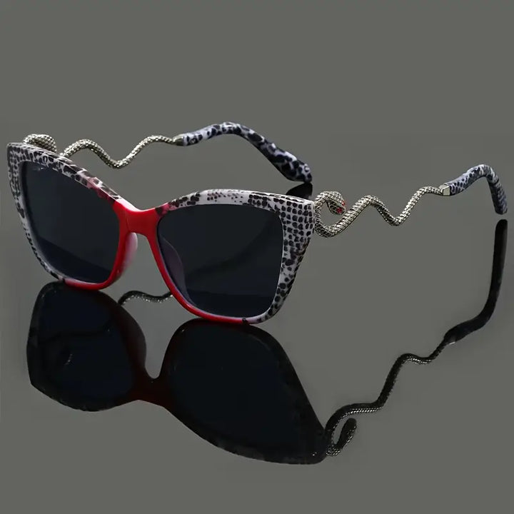 Oversized Viper cat-eye sunglasses for women, black acetate, fashionable & UV protective.