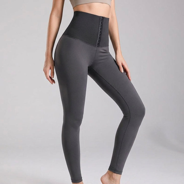 Vivian women's high-waisted activewear leggings, grey, full length, designed for gym and yoga workouts