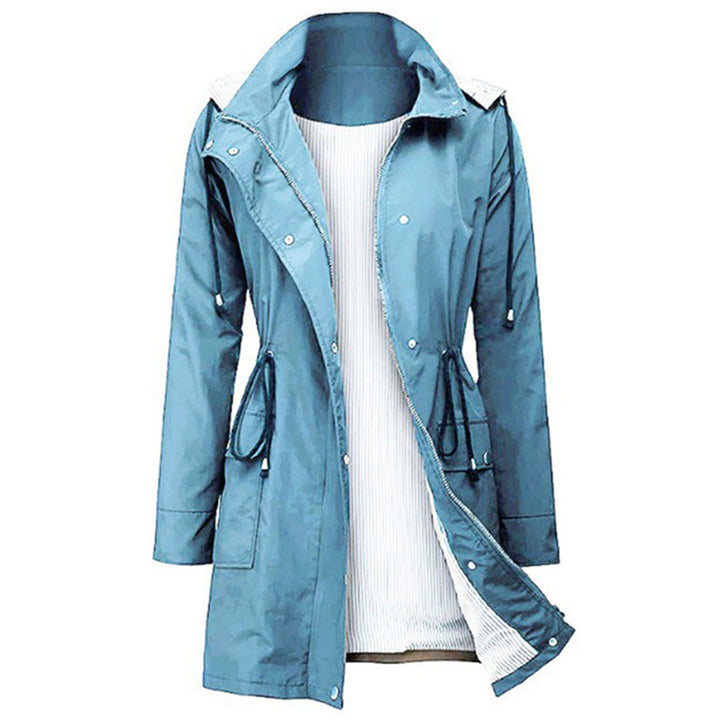 Trendy Viviane women's fashion windbreaker, a lightweight hooded jacket with adjustable waist for stylish protection.