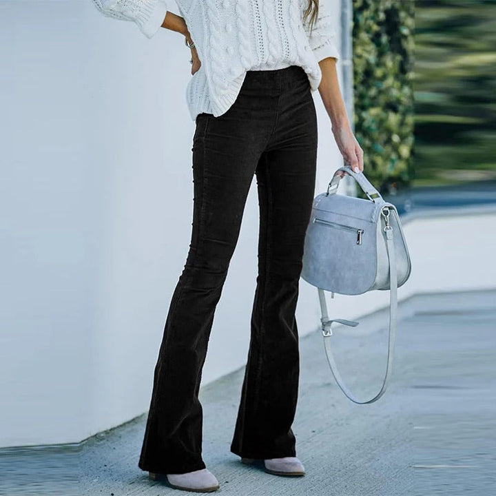 Soft corduroy stretch pants for women, relaxed fit, designed for ultimate comfort and everyday wear.