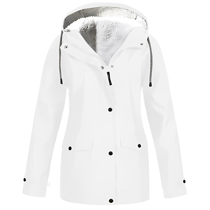 Stylish women's fleece lined winter coat, waterproof and warm outerwear for fashion.