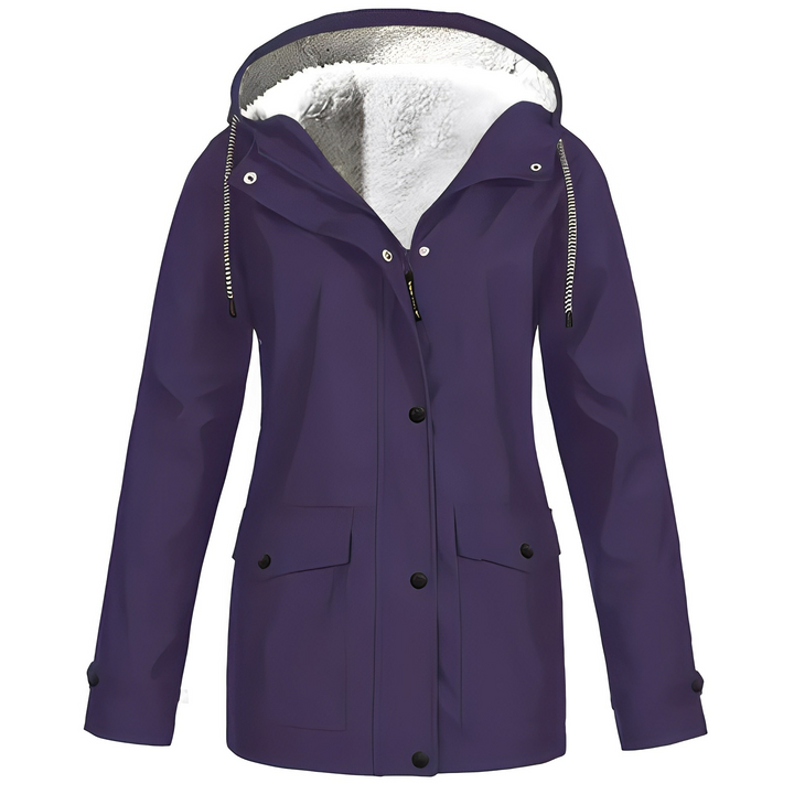 All-weather women's waterproof jacket, fleece lined for ultimate warmth and comfort.