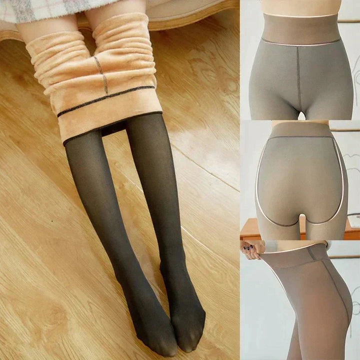 High-waisted, fleece-lined shaping leggings for women. Thermal comfort & stylish fit in winter.