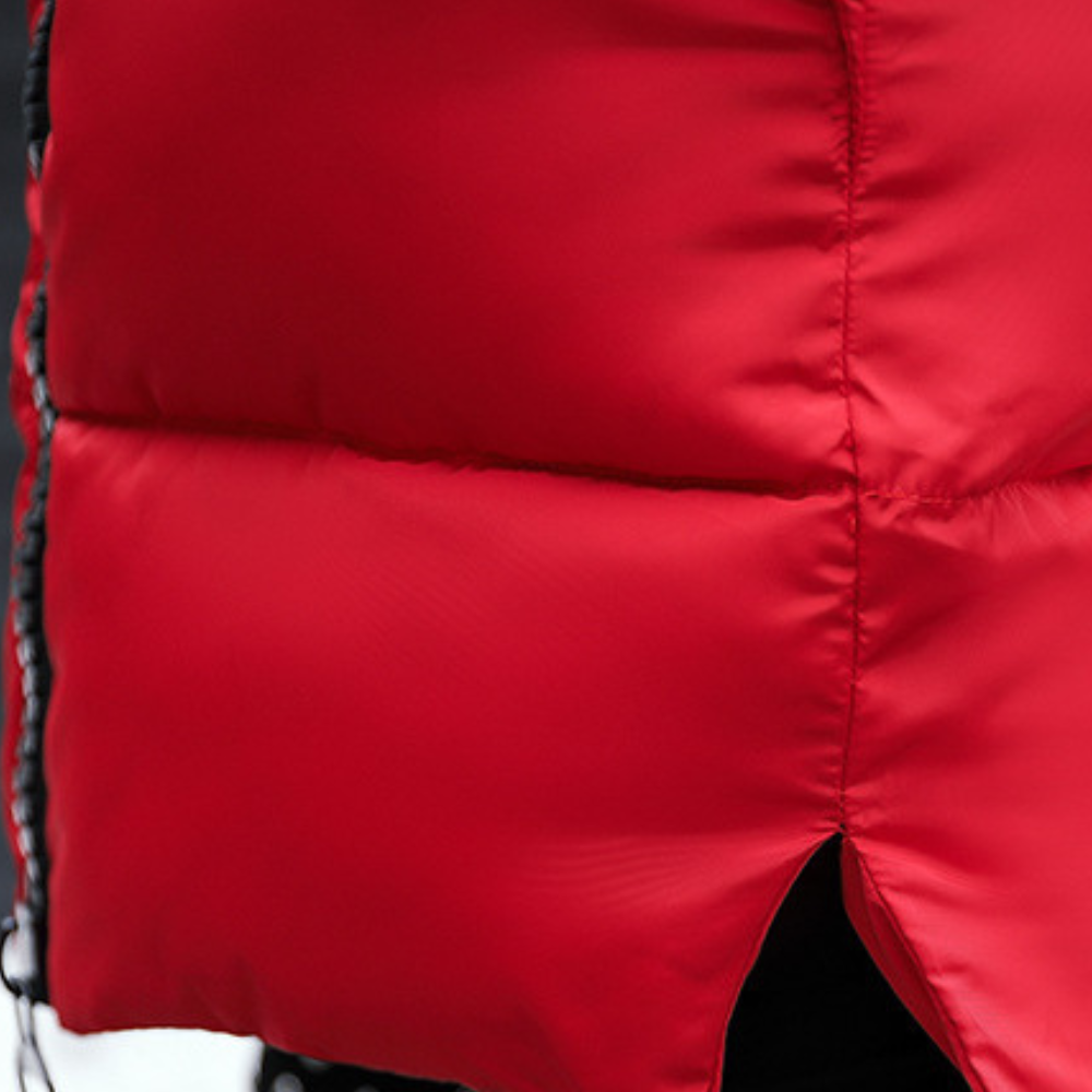 Chic women's bomber-style hooded puffer jacket, essential winter outerwear.