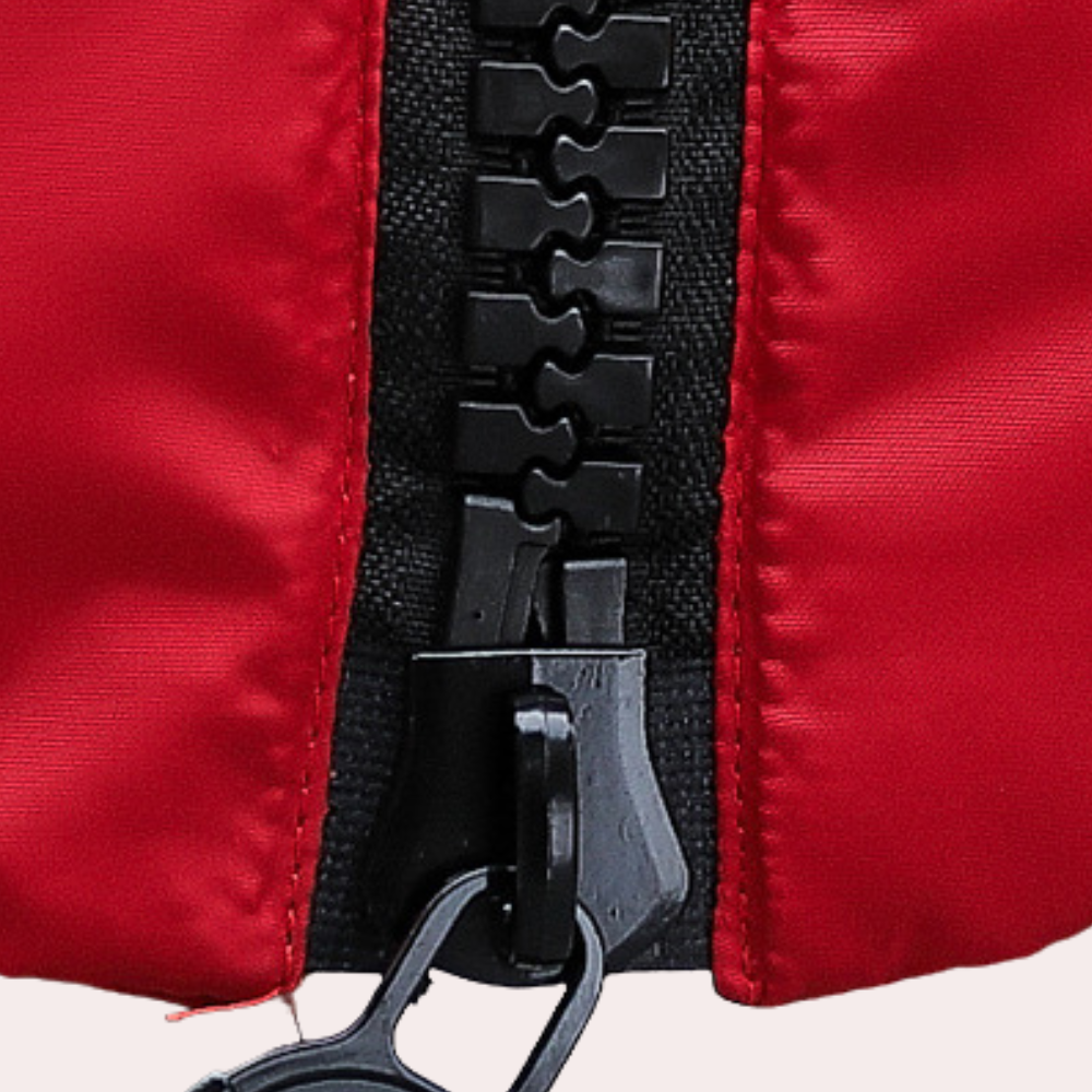 Front view: Women's warm hooded puffer jacket, perfect insulated cold weather coat.