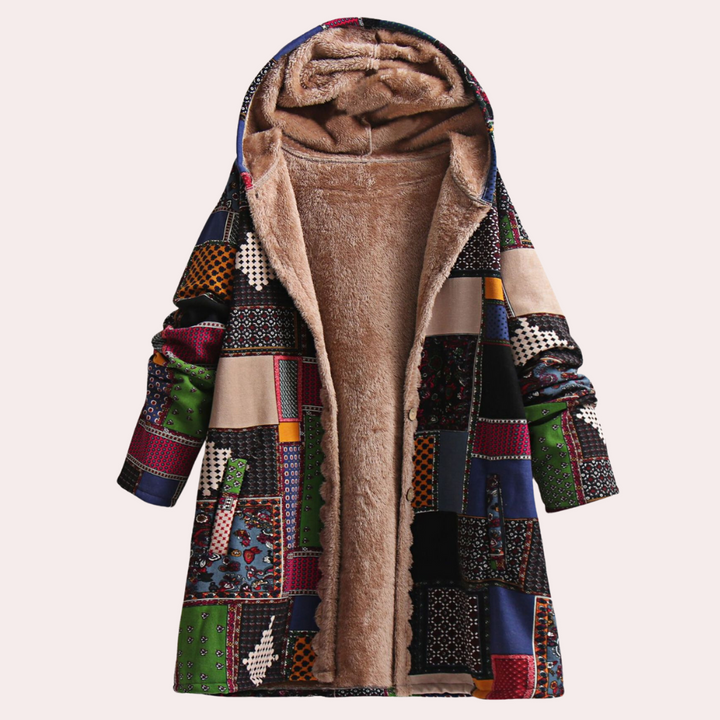 Women's warm hooded winter coat for cold days, featuring stylish design and long fit. Perfect ladies outerwear.