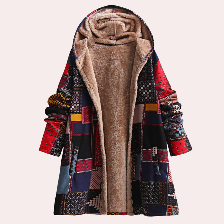 Stylish & versatile women's hooded winter coat, ideal for cold weather. Available in green or red, a fashion ladies outerwear.