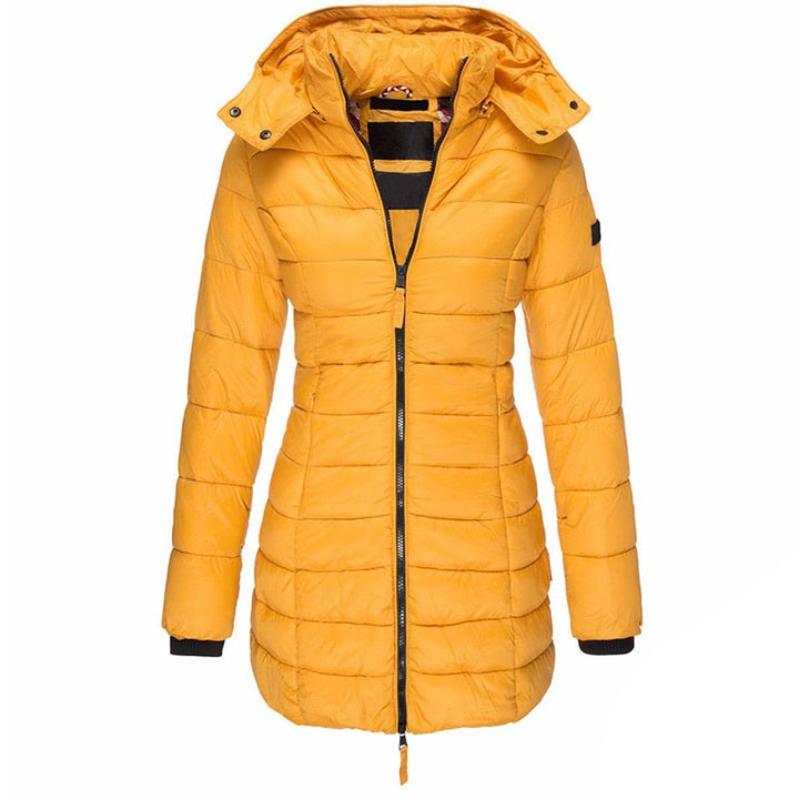 Comfortable women's warm hooded winter parka coat, long jacket providing ultimate protection against cold weather.
