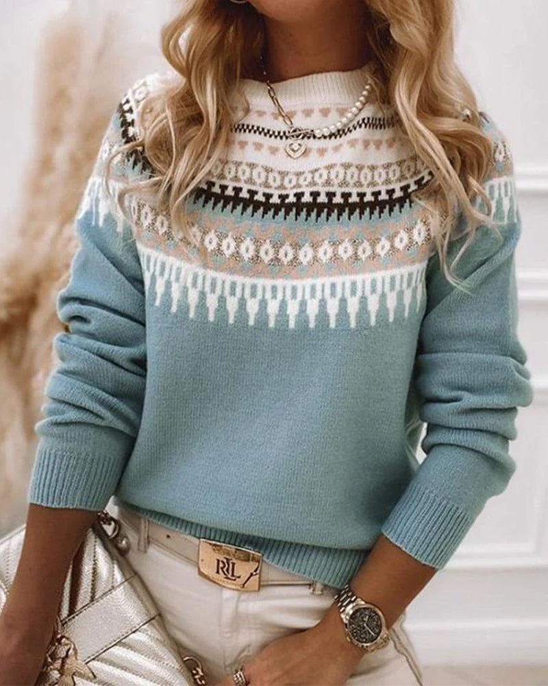 Women's warm relaxed fit pullover sweater, ideal for casual everyday comfort.