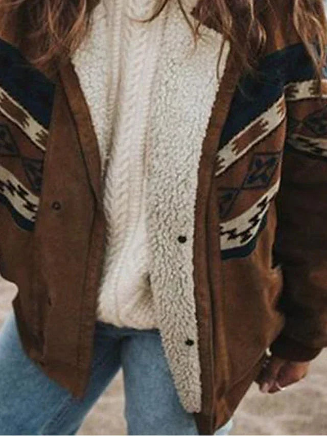 Warm & soft retro plush winter coat for women. Stylish vintage outerwear, great for fall, winter, and cold weather.