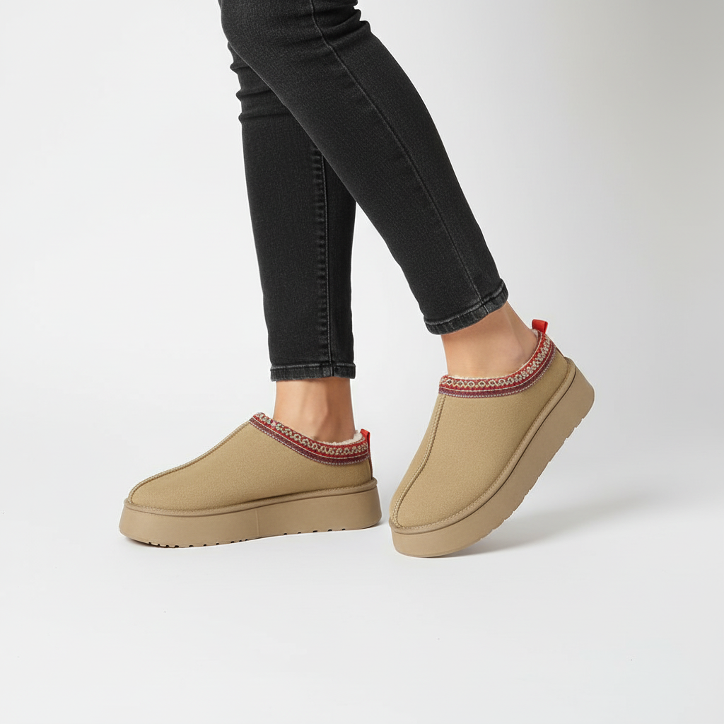 Cozy women's warm loafer slippers with suede upper, great for casual elegance