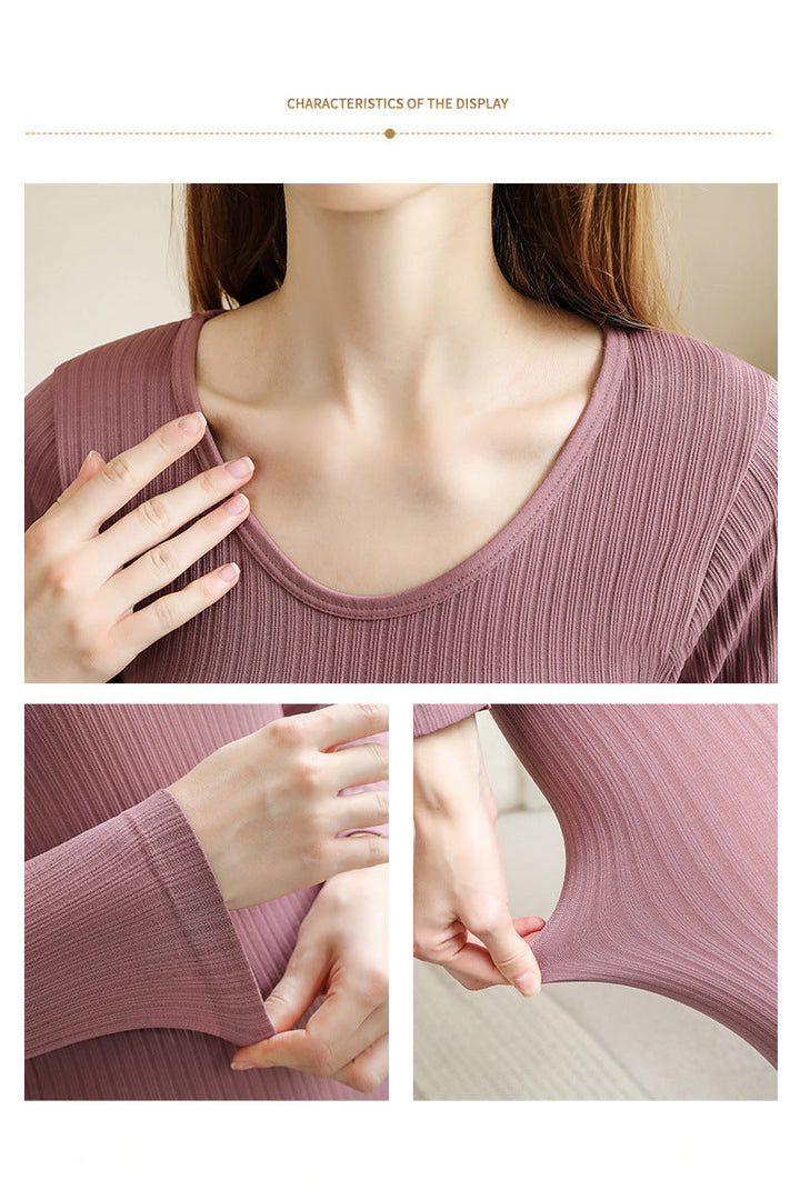 Detail of the cuff on the women's thermal long-sleeve top, showing a snug, comfortable fit