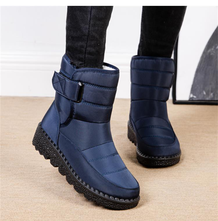 Plush warm lining of women's padded waterproof winter boots, designed for ultimate comfort in cold weather.