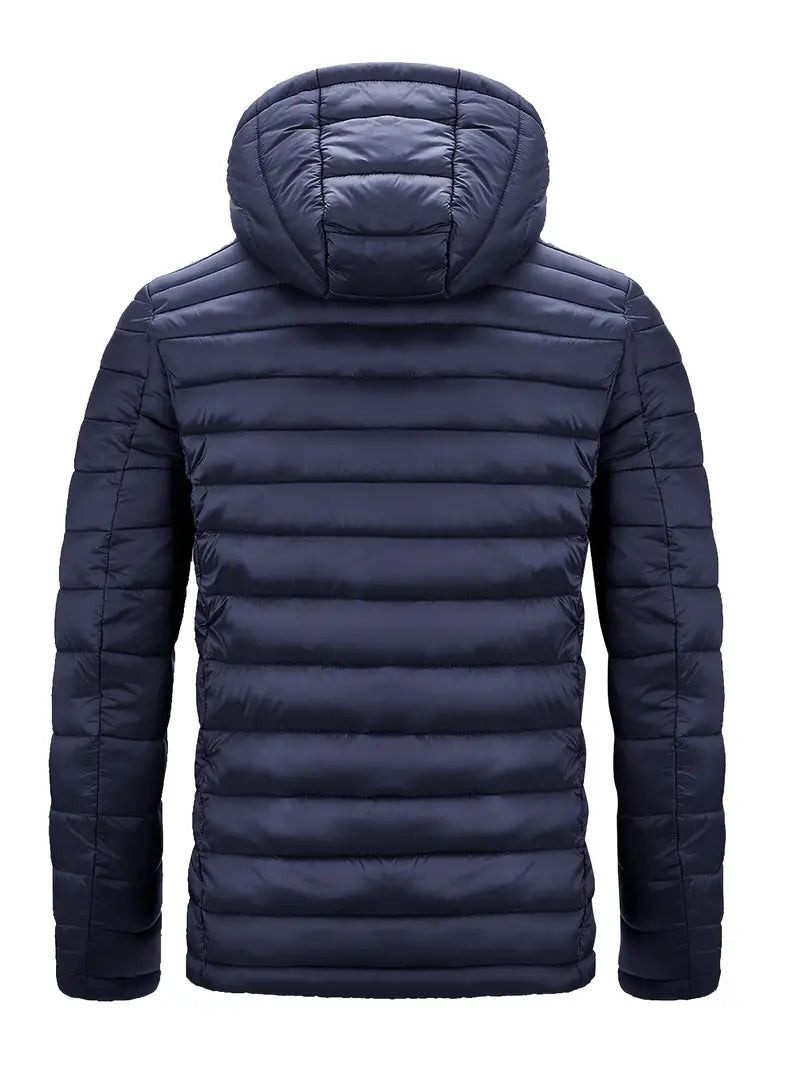 Everyday women's hooded puffer jacket, slim fit, warm and stylish for urban settings.
