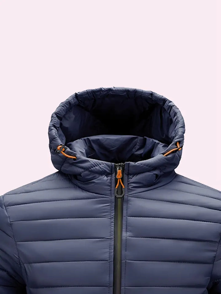 Cozy women's hooded puffer coat in olive green, great for cold weather and casual style.