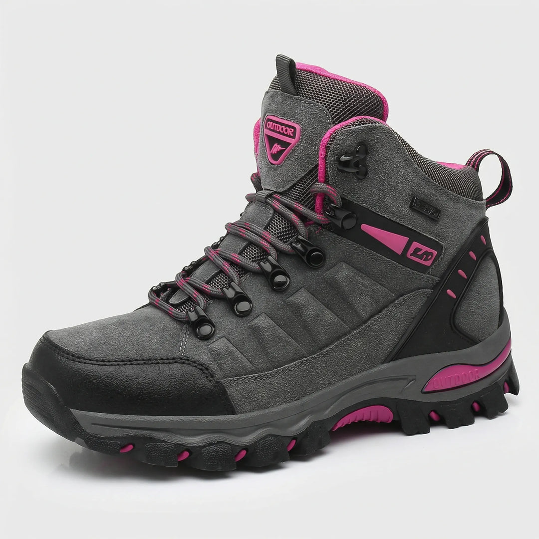 Durable Sharon women's trekking boots with arch support. Water-repellent for long, comfortable outdoor hikes.
