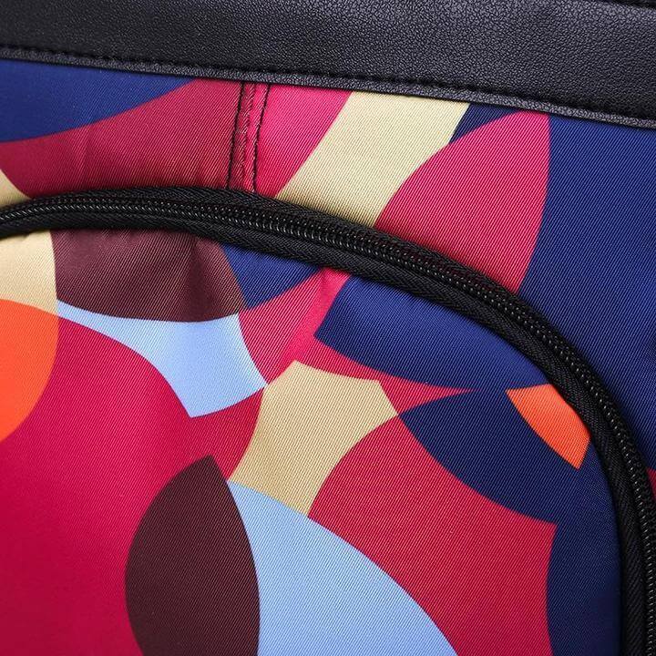 Side view of anti-theft women's backpack, shows multiple pockets, secure and practical