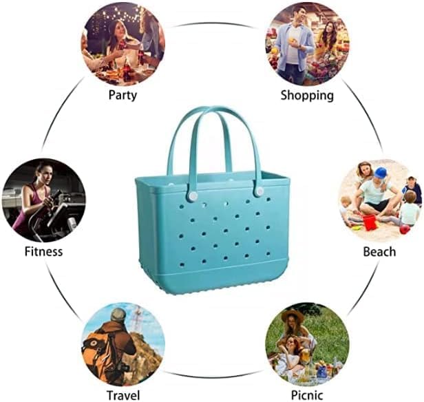 Women's carryall basket bag; waterproof for beach, pool, gym use.