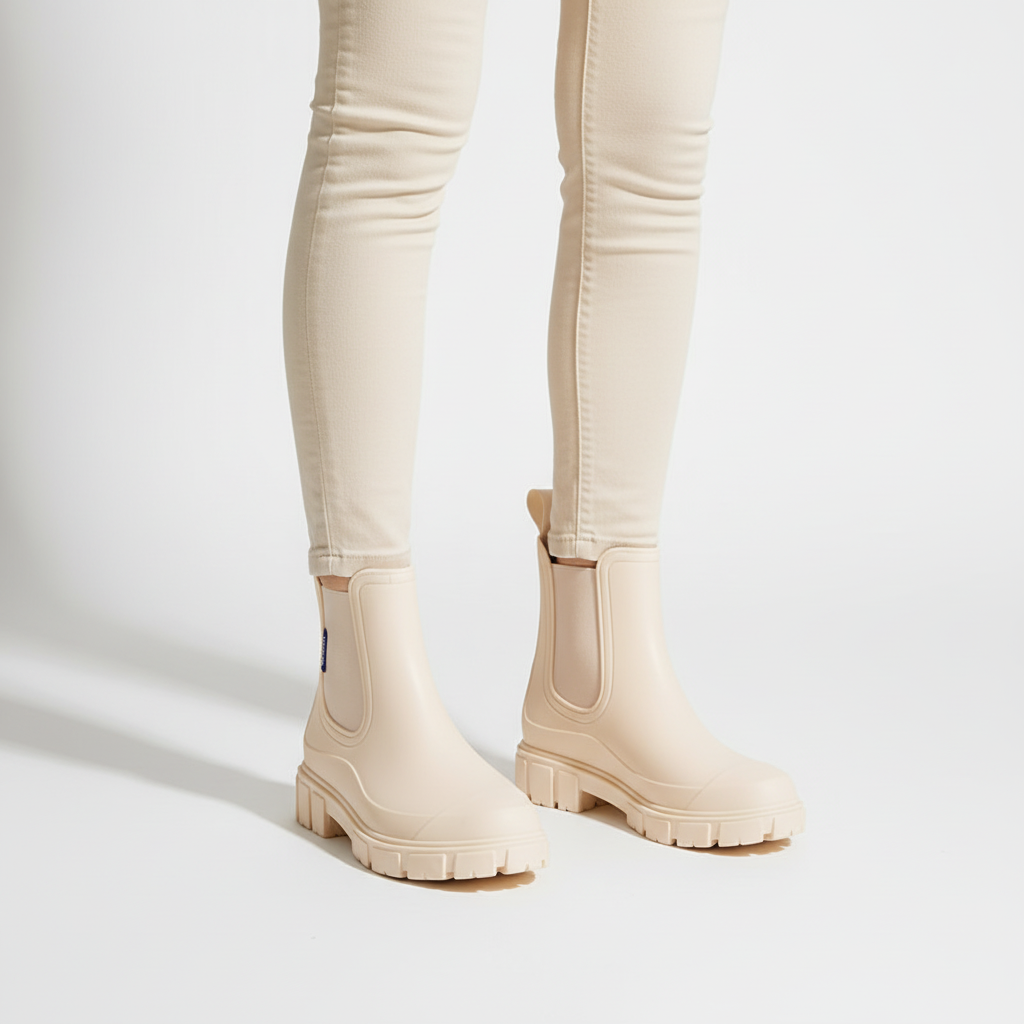 Casual women's waterproof ankle boots, suitable for everyday wear in rainy conditions.