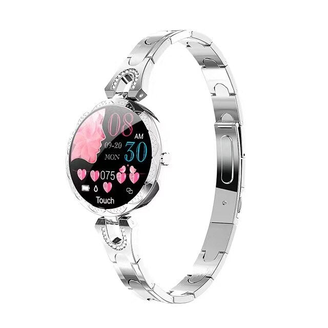 Comprehensive health monitor smartwatch for women. Waterproof fitness tracker with HR, sleep & smart notifications.