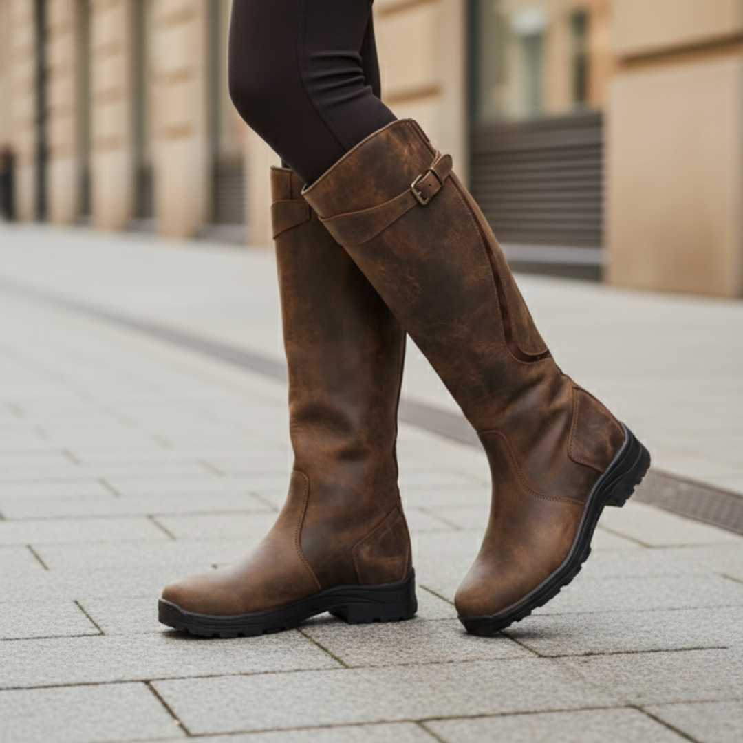 Stylish women's knee-high boots, waterproof, with excellent orthopedic support for all-day comfort, fashion forward.