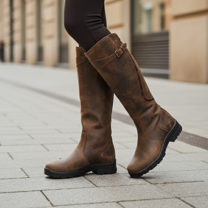 Stylish women's knee-high boots, waterproof, with excellent orthopedic support for all-day comfort, fashion forward.