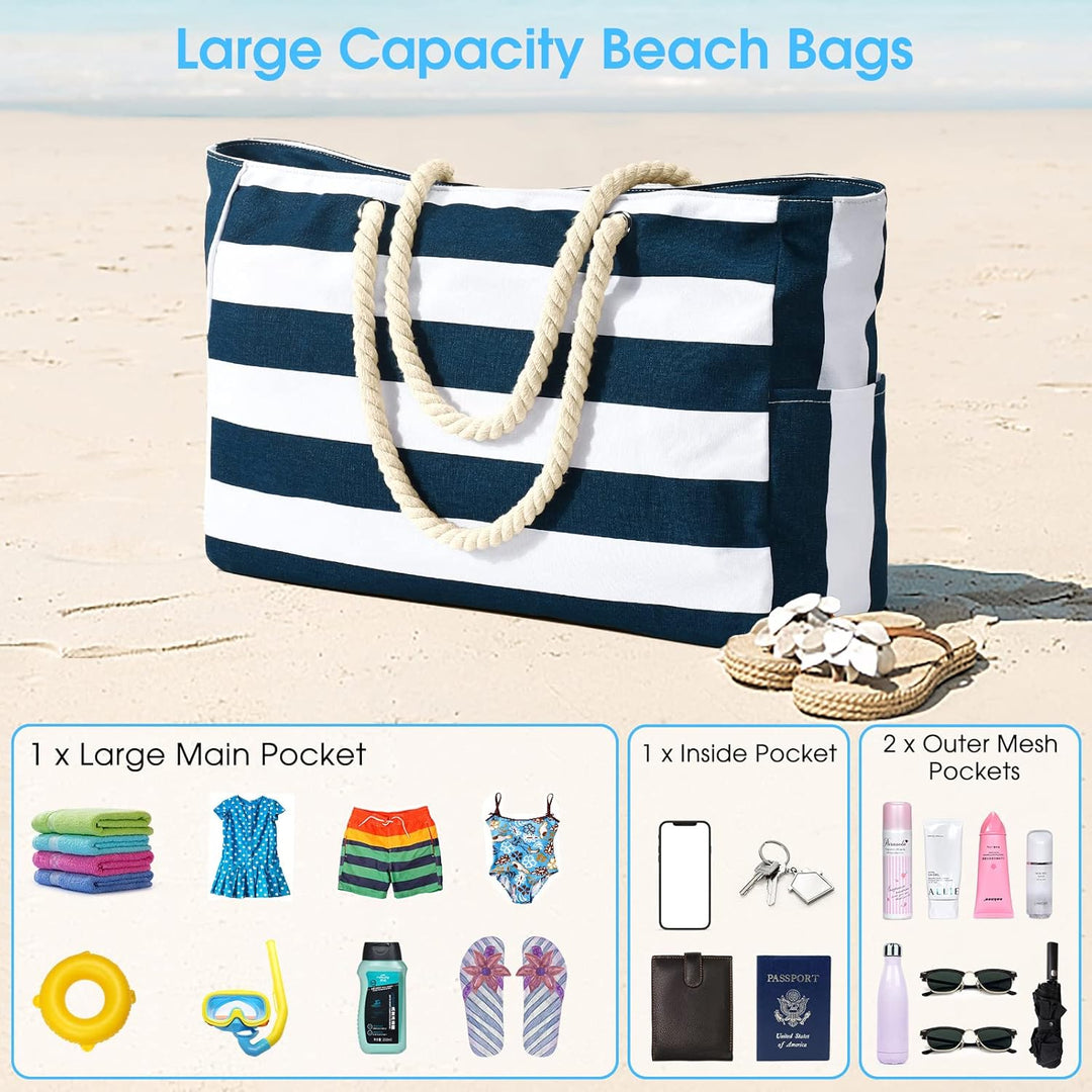 Women's large waterproof beach bag, perfect for family outings.