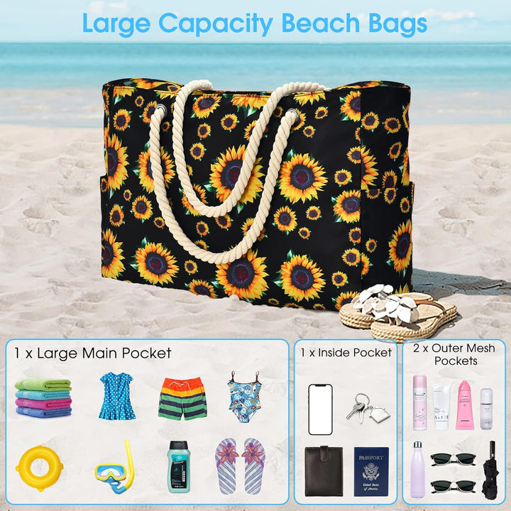 Durable waterproof beach tote for women, large and versatile.