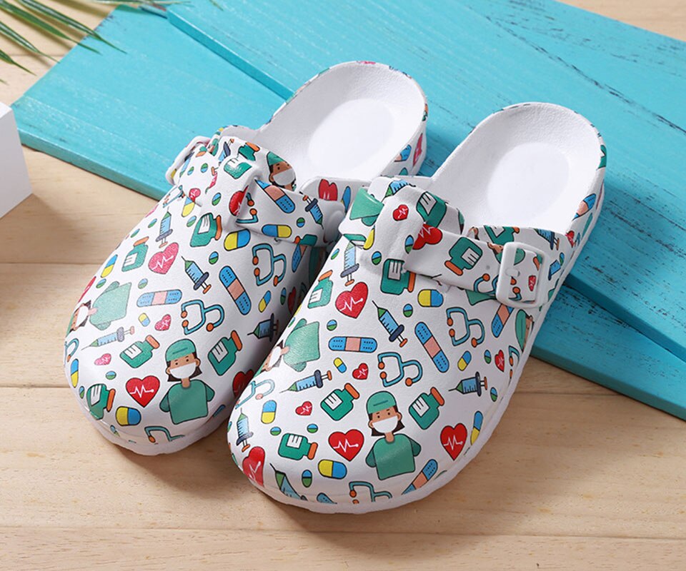 Side view of women's lightweight waterproof clogs. Slip-resistant sole for excellent grip & support.