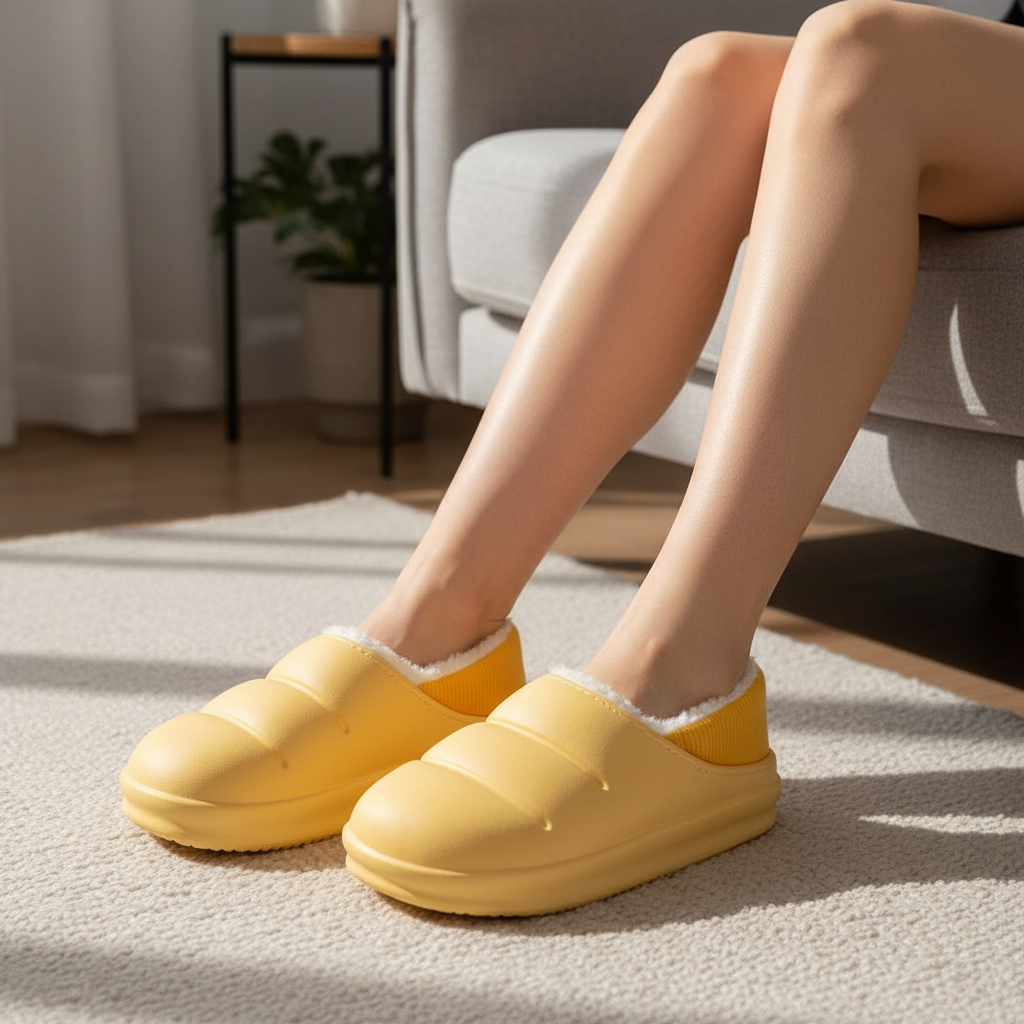 Women's waterproof lined comfort slippers in grey for cozy indoor footwear