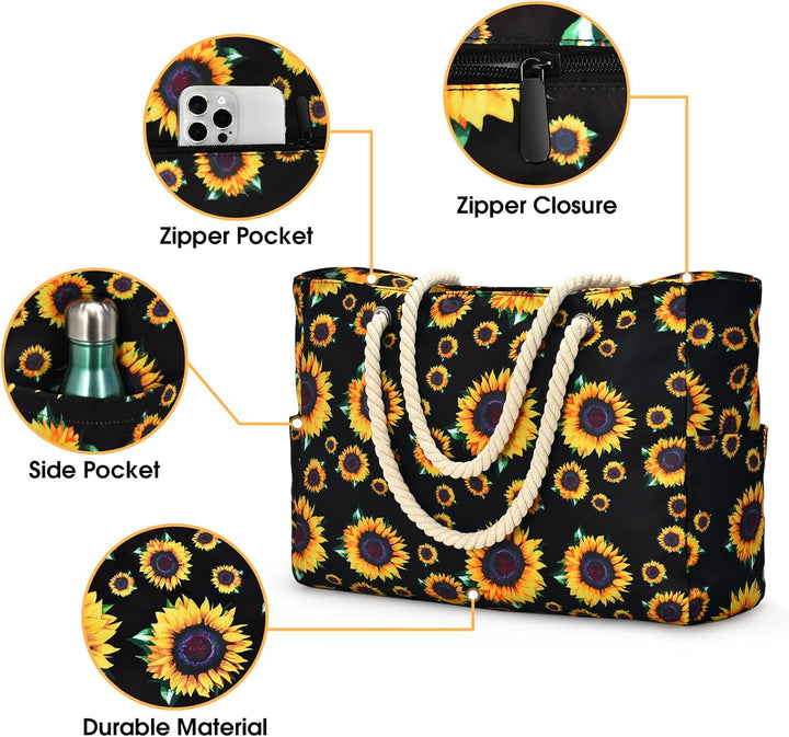 Women's waterproof shoulder tote, large enough for groceries or a day trip with family