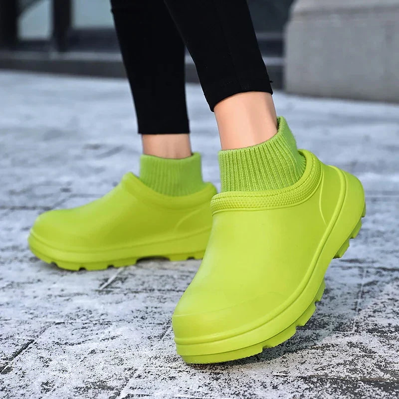 Women's casual waterproof clogs, "Madeline," with a soft knit cuff, perfect as walking shoes.