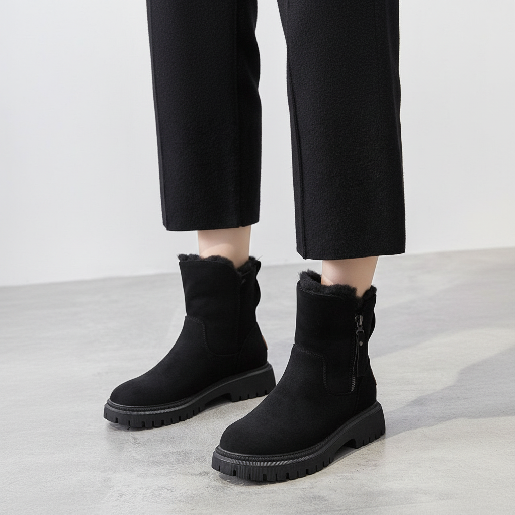 Emily women's warm winter footwear, waterproof suede boots with plush lining, ideal for fall and outdoor