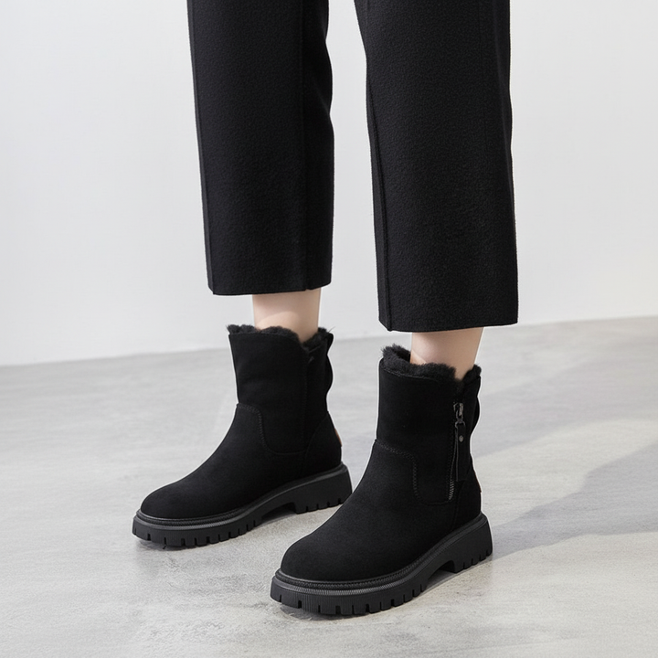 Emily women's warm winter footwear, waterproof suede boots with plush lining, ideal for fall and outdoor