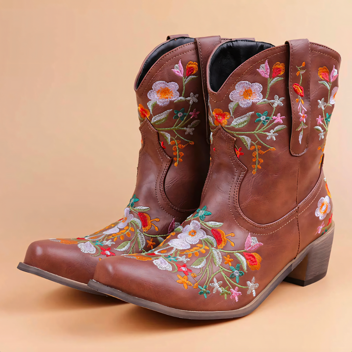 Chic & comfortable women's waterproof vintage cowgirl boots, ideal for stylish outdoor adventures.