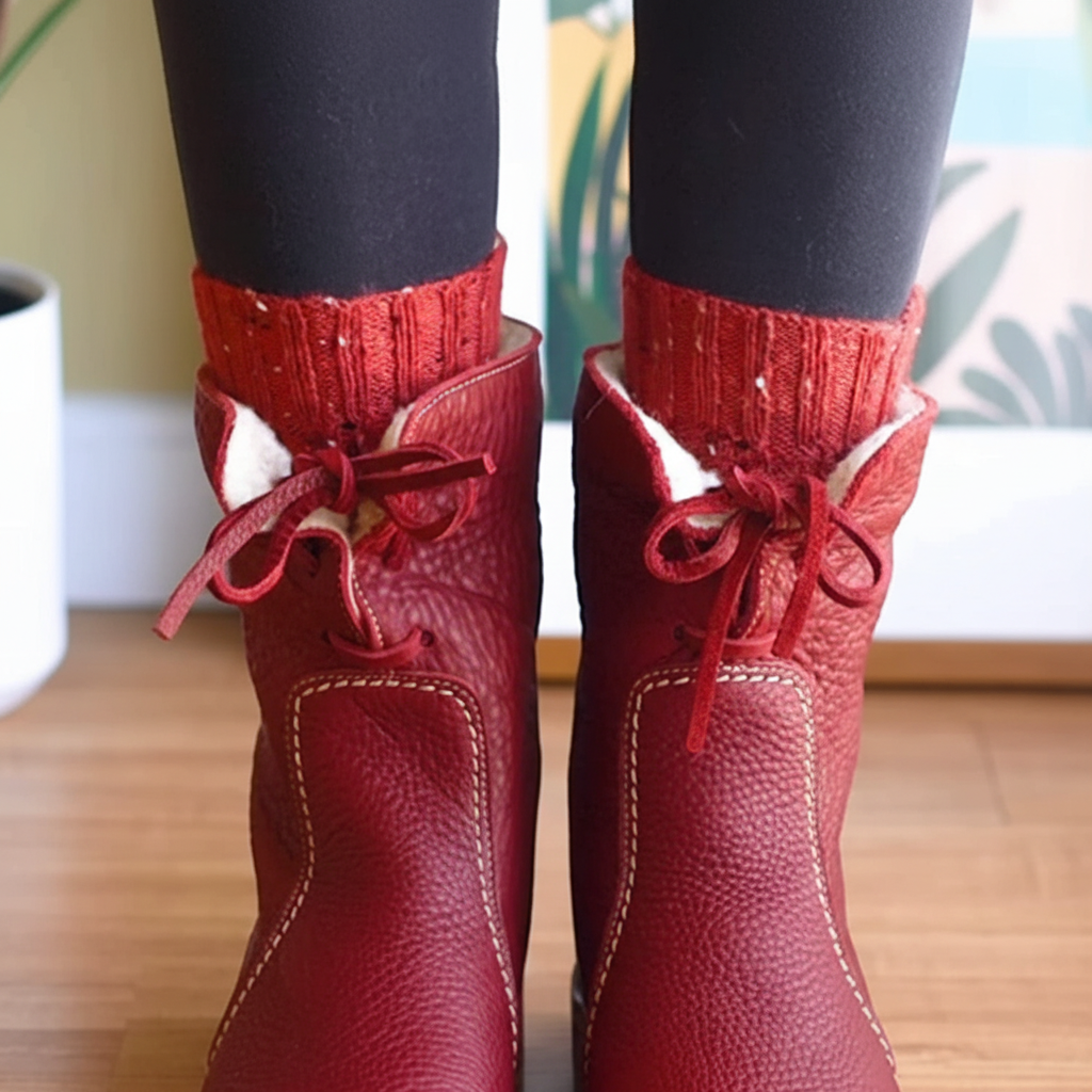 Black vegan leather women's ankle boots, waterproof with warm lining, perfect for winter