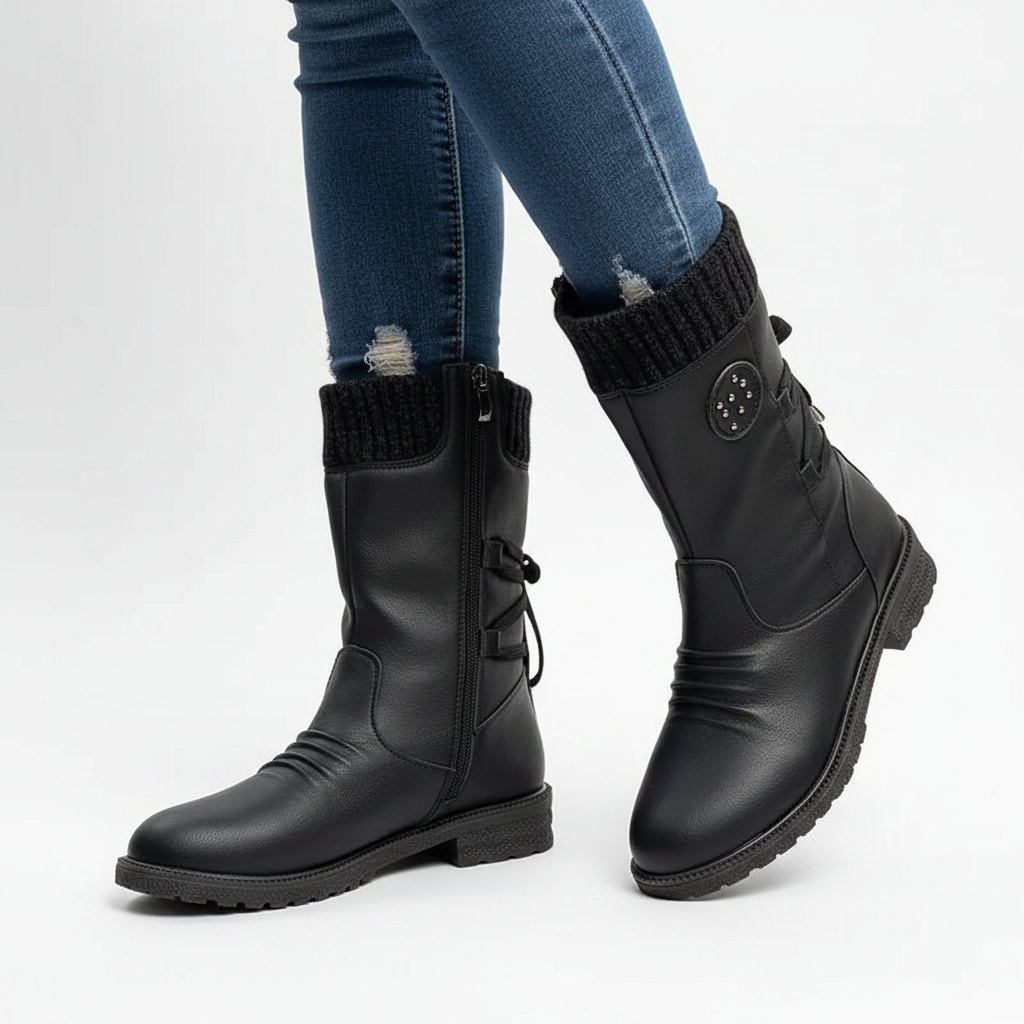 Outdoor women's boots, waterproof and warm with a non-slip sole for icy conditions