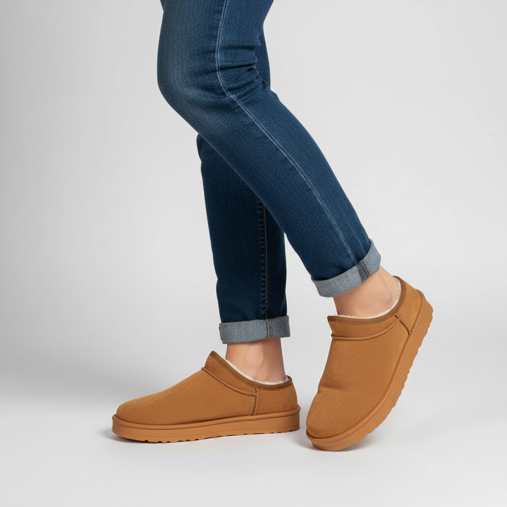 Waterproof warm winter slippers for women, featuring soft plush lining and anti-slip sole