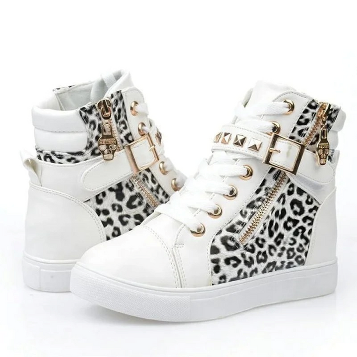 Comfortable women's high-top sneakers, chic design with zipper, ideal casual footwear for everyday fashion.